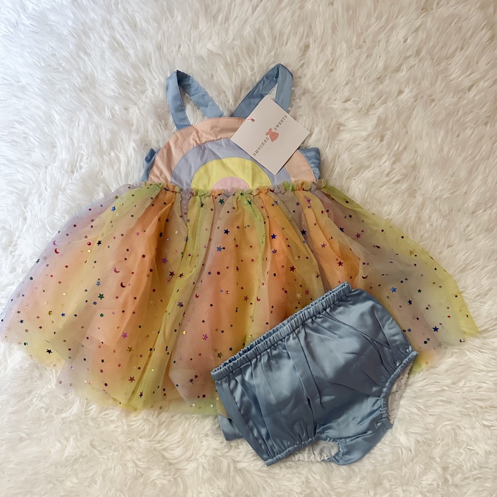 NWT 12 mths . SF/1 cat home. This is so beautiful! Perfect for a rainbow baby!